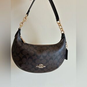 Coach Mini Payton Hobo Bag In Signature Canvas Brown and black